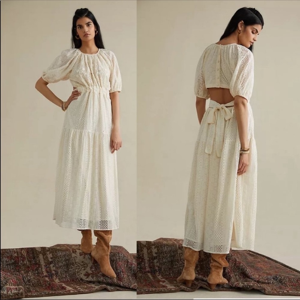 Anthropologie Verb Agneza Embroidered Lace Midi Maxi Dress